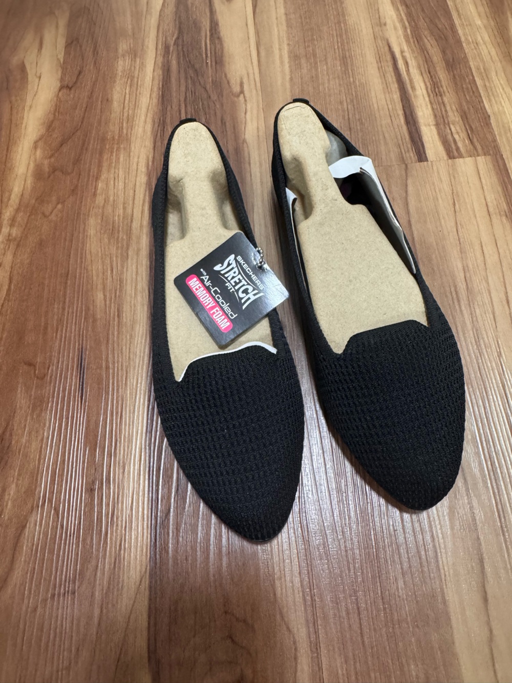 Skechers Men's Black Knit Slip-On Pointed Loafers